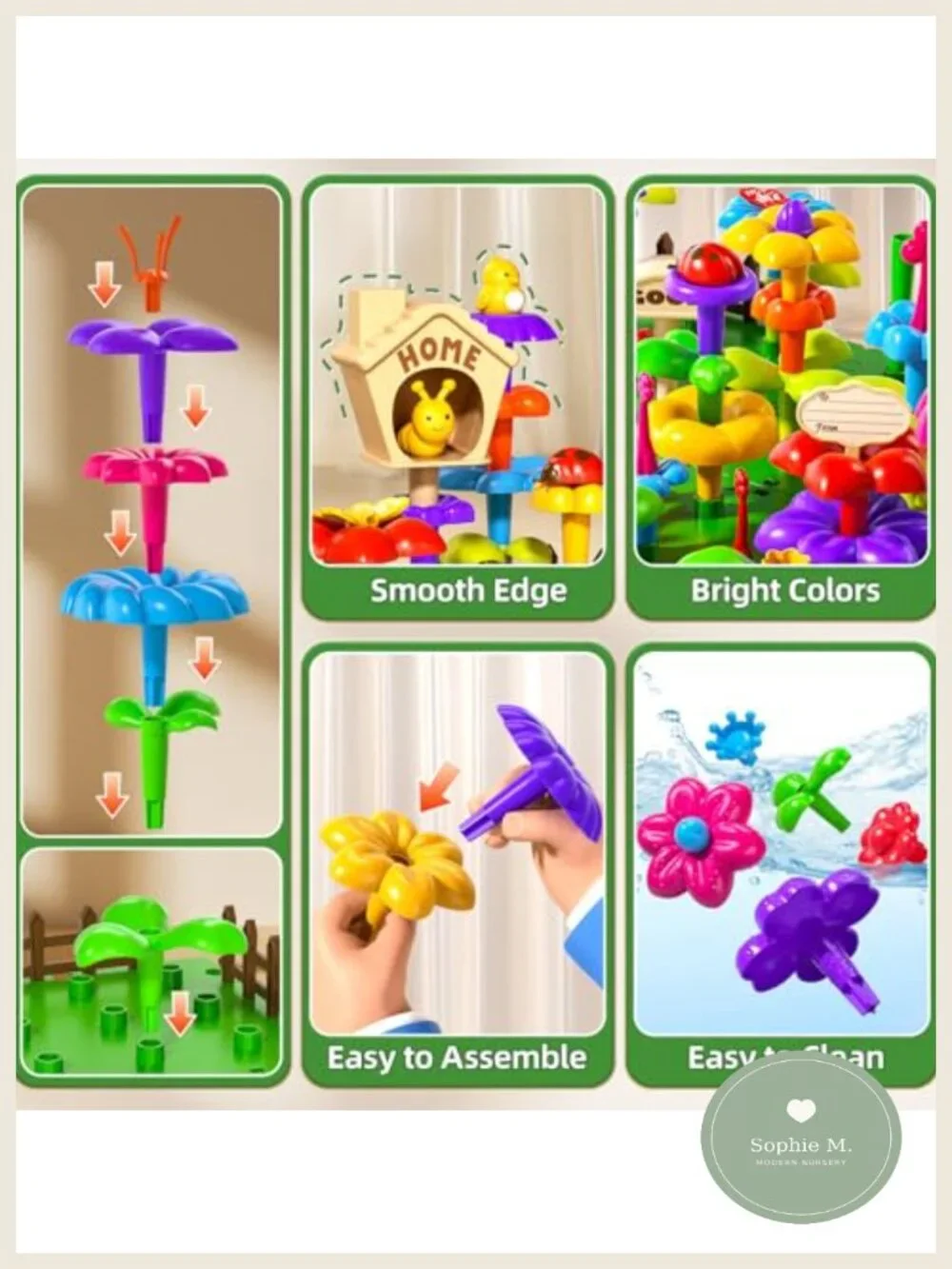 112 Pcs Flower Garden Toy STEM Building Set for Toddler Girls Ages 3-7 Fine